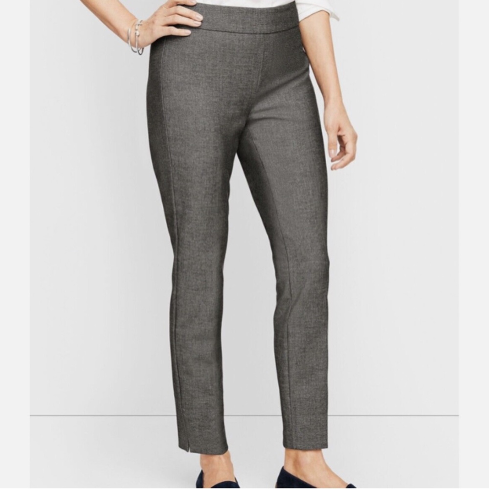 Talbots Chatham Ankle Black/Gray Skinny Stretch Pants- Sharkskin Size 14
